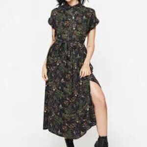 Disturbia Black Botanical Long Sleeve Dress